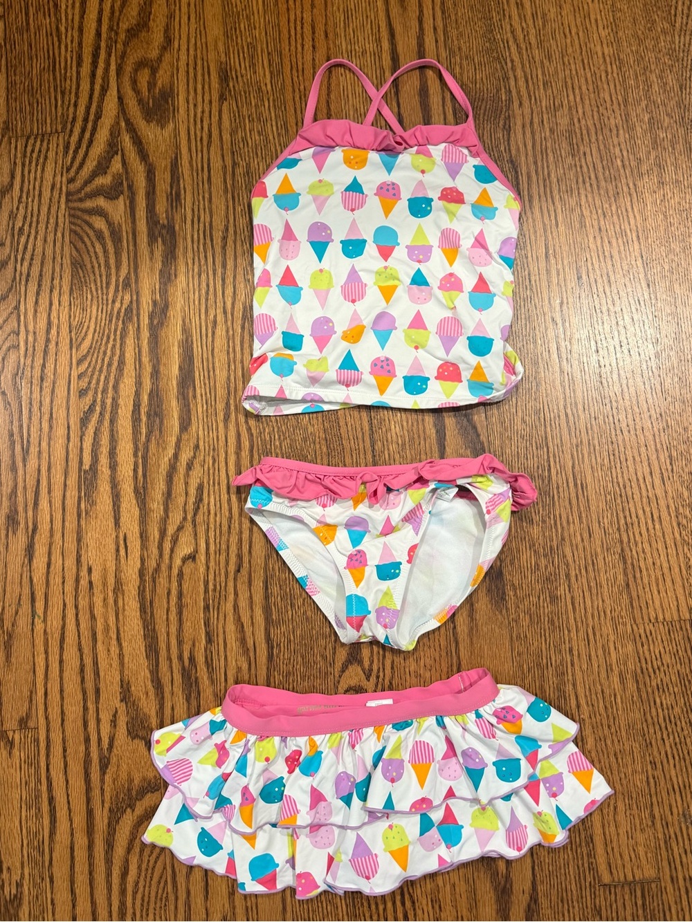 Garnet Hill Kids Pink-Trim White Swim Top